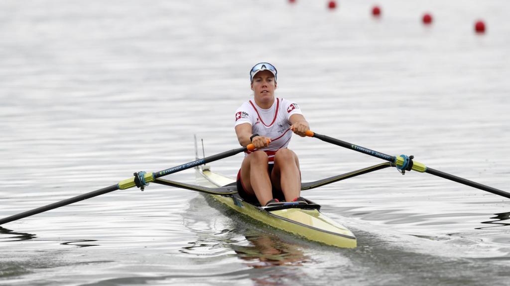 Jeannine Gmelin, durante el primer día de competición. Foto: REUTERS