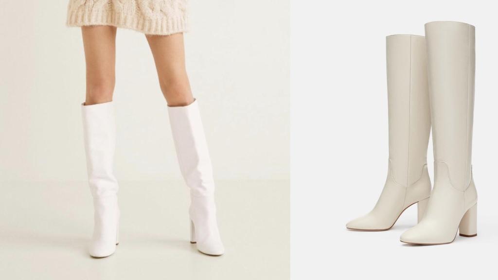 Botas altas de color blanco de Zara y Mango.