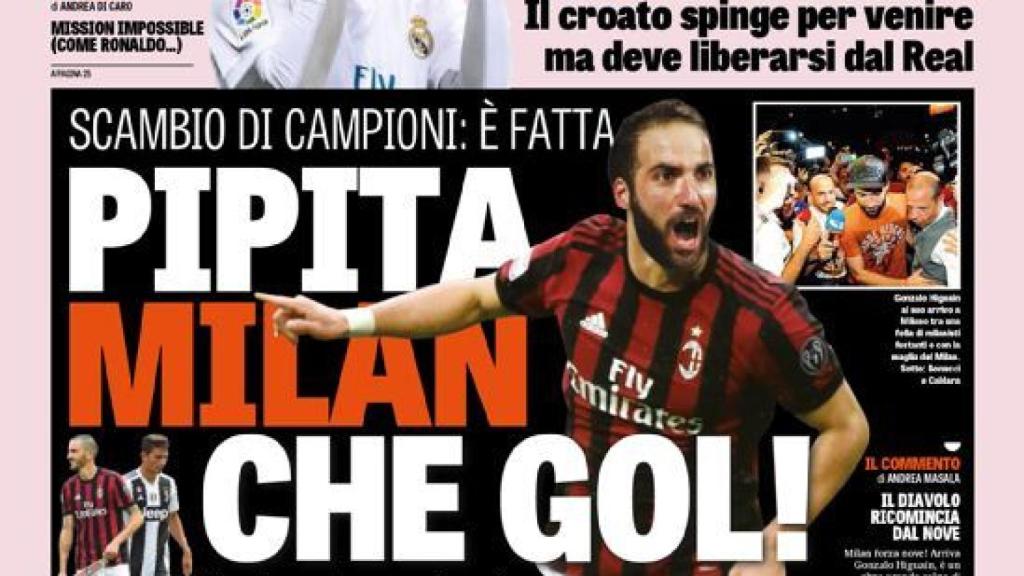 Portada de La Gazzetta dello Sport del 2 de agosto