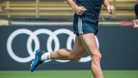 Gareth Bale durante un entrenamiento del Real Madrid en la Universidad de Barry de Miami