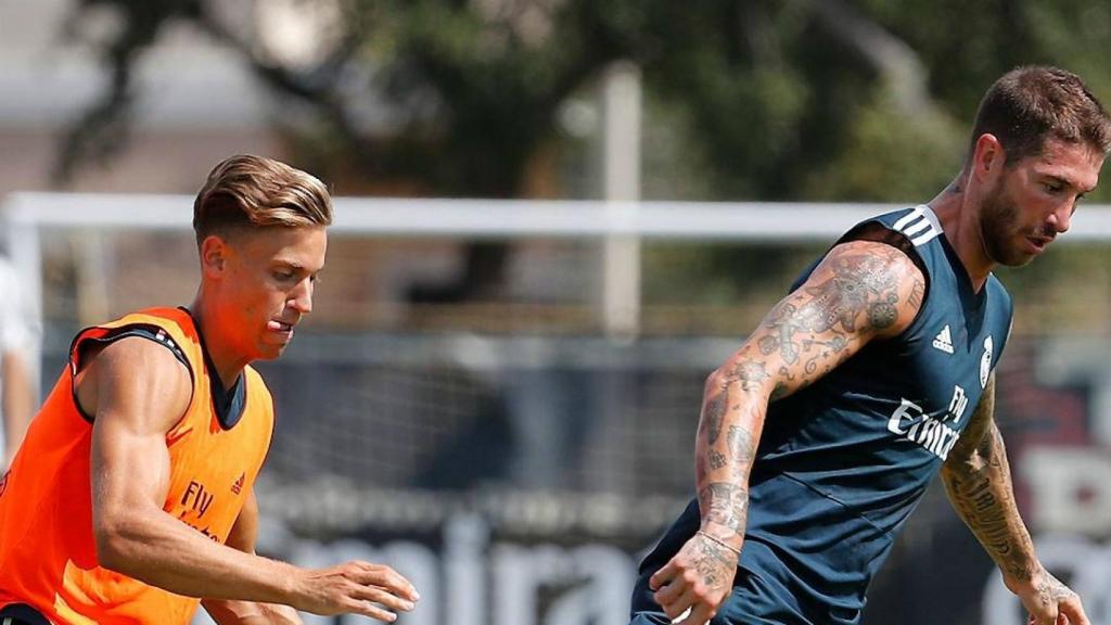 Sergio Ramos y Marcos Llorente se entrenan con el Real Madrid