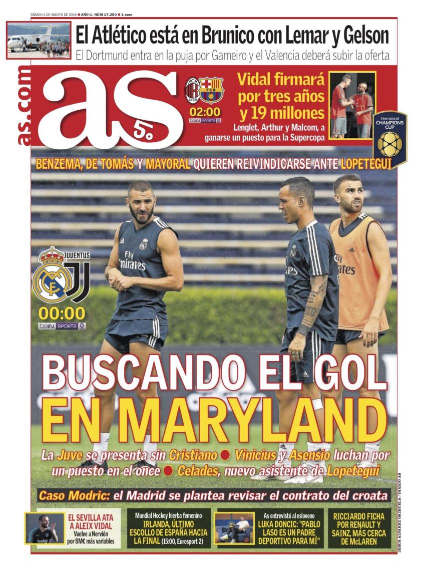 La portada del diario AS (04/08/2018)