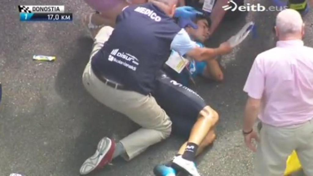 Gravísima caída de Mikel Landa durante la clásica de San Sebastián