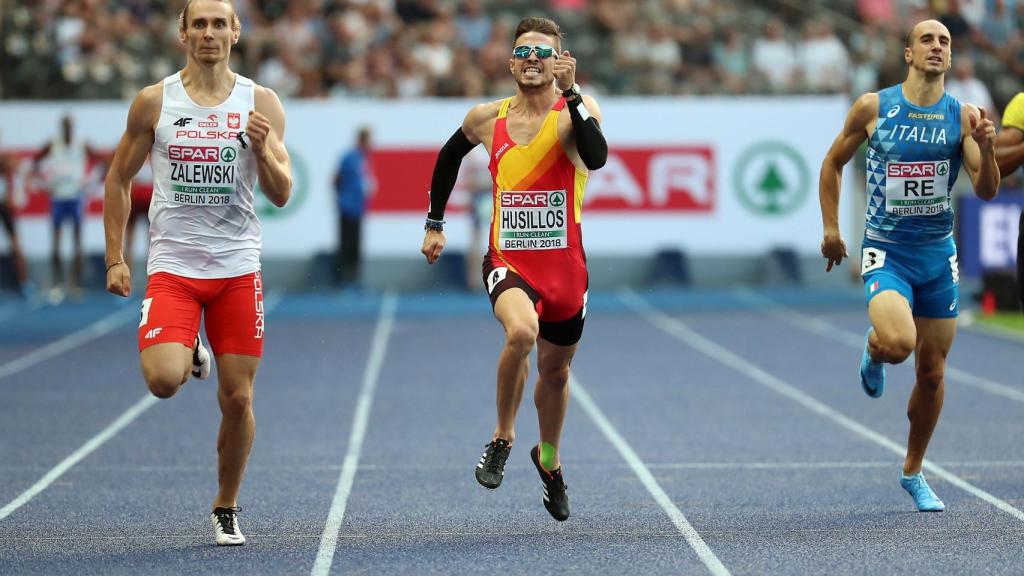 Óscar Husillos durante las semifinales del Europeo de Glasgow.