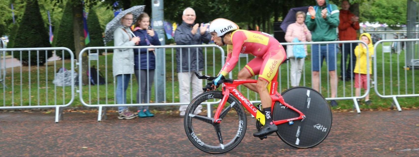 Jonathan Castroviejo durante la prueba contrarreloj del europeo de ciclismo.