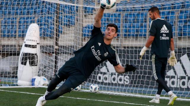 Courtois en su primer entrenamiento con el Real Madrid