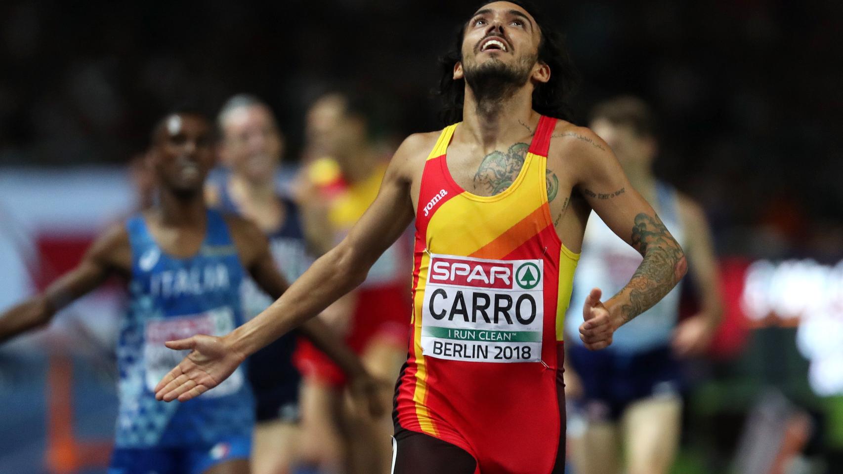 Fernando Carro en la final de los 3.000 metros obstáculos