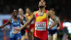 Fernando Carro en la final de los 3.000 metros obstáculos