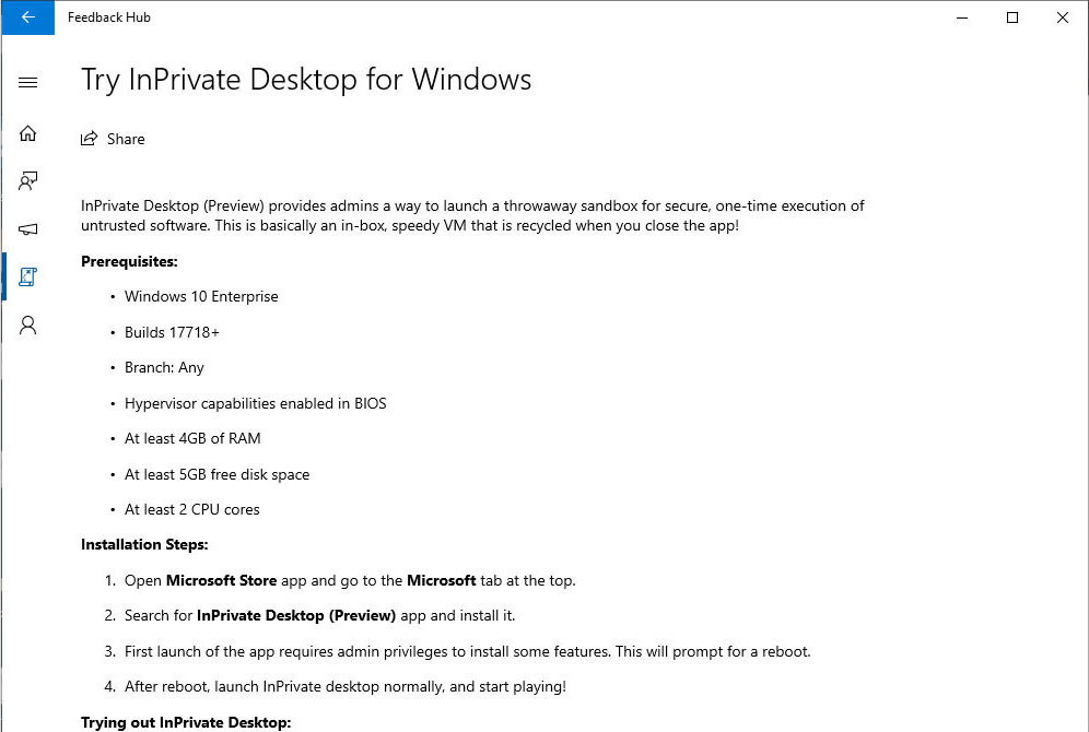 inprivate desktop windows sandbox