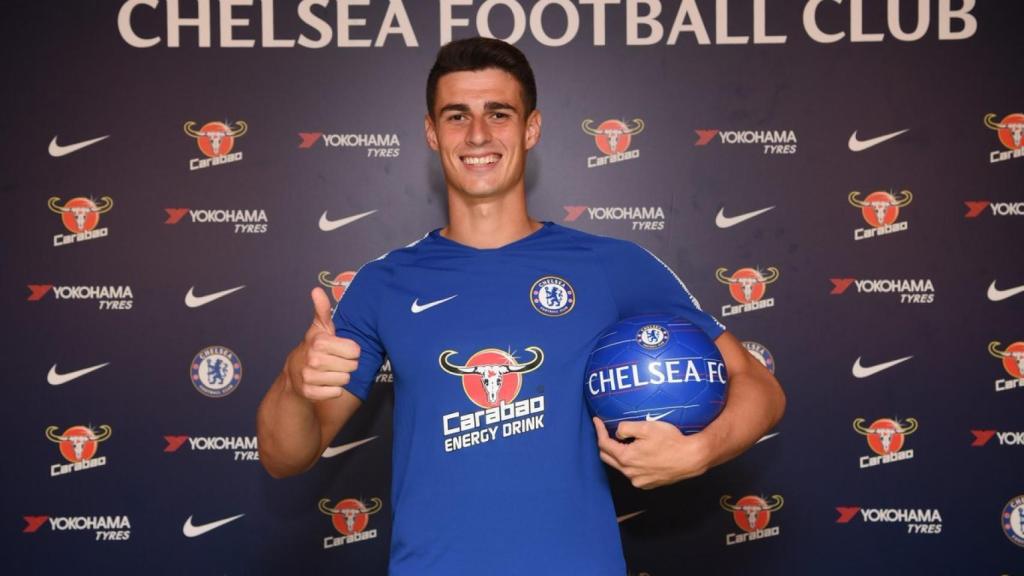 Kepa, durante su presentación con el Chelsea. Twitter: (@ChelseaFC)