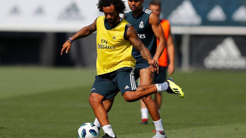 Marcelo y Casemiro entrenándose en Valdebebas