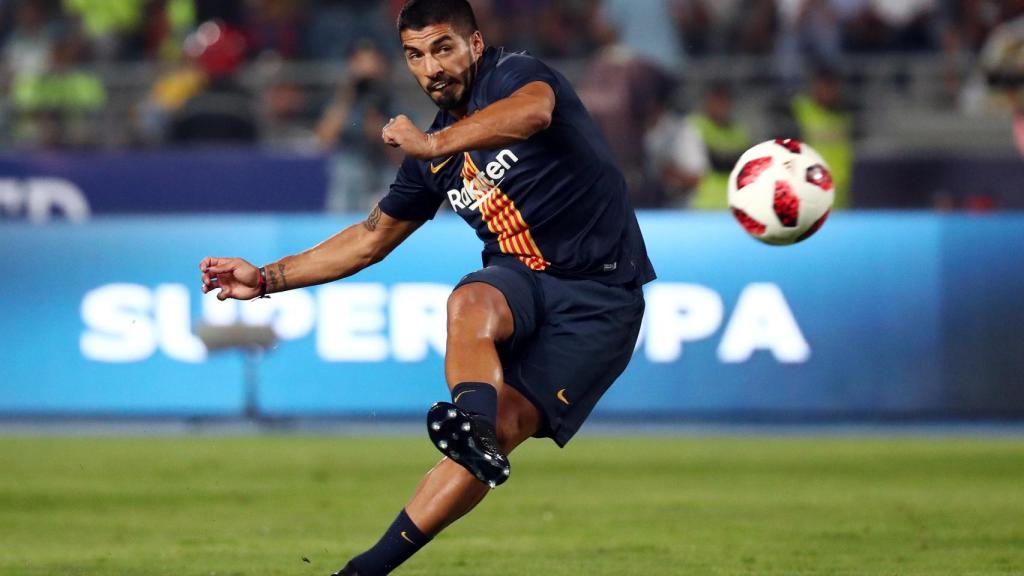 Luis Suárez, durante el entrenamiento.