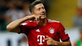 Lewandowski celebra un gol durante la Supercopa alemana