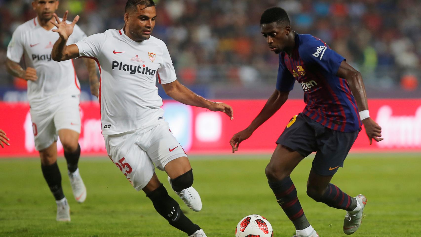 Dembélé en la Supercopa de España contra el Sevilla