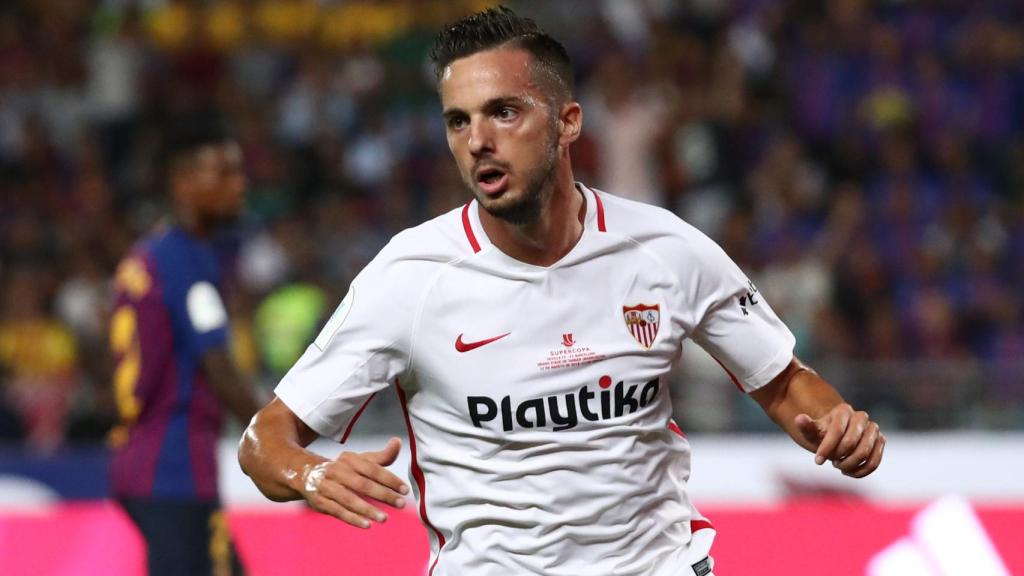 Sarabia celebra su gol contra el Barcelona