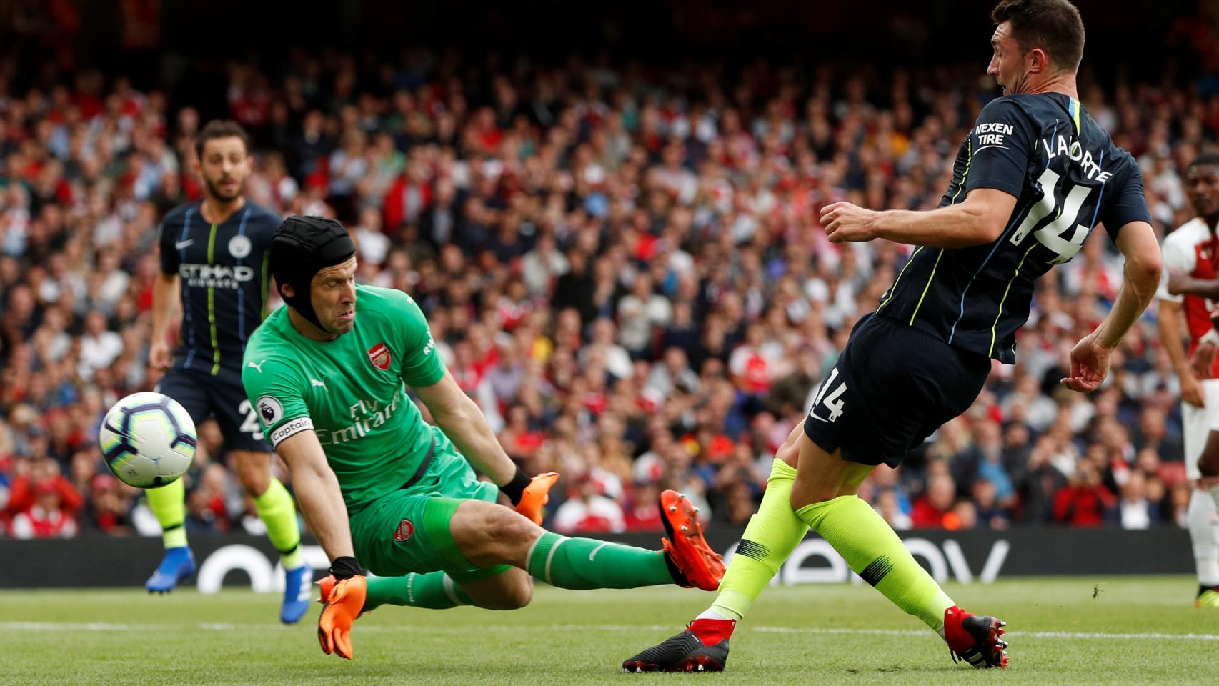 Cech, en un momento del partido ante el City.