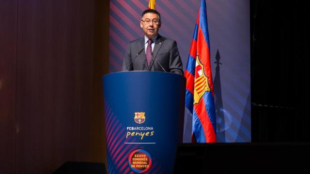 Bartomeu, durante el 39º Congreso Mundial de Peñas del Barça. Foto: Twitter (@FCBarcelona_es)