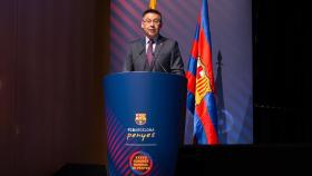 Bartomeu, durante el 39º Congreso Mundial de Peñas del Barça. Foto: Twitter (@FCBarcelona_es)