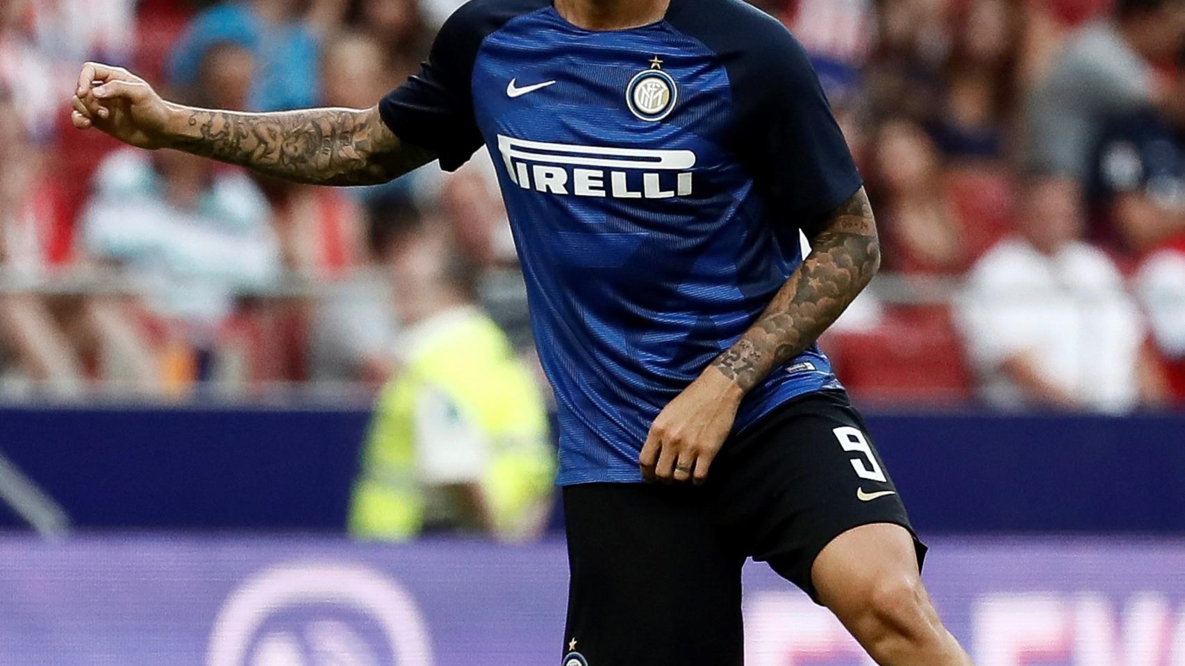 Icardi durante un entrenamiento con el Inter