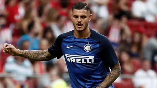 Icardi durante un entrenamiento con el Inter