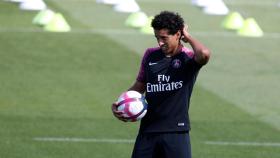 Marquinhos durante un entrenamiento con el PSG