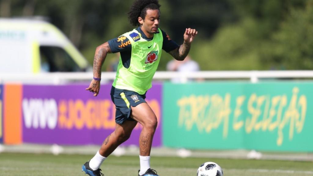 Marcelo entrenando con la selección. Foto: cbf.com.br