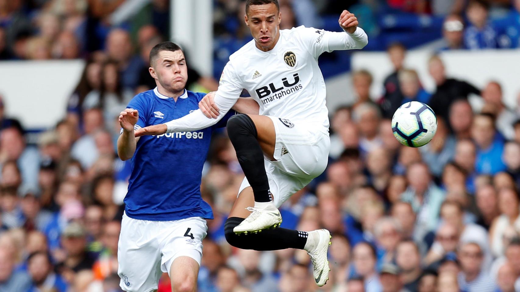 Rodrigo en el amistoso que disputó el Valencia contra el Everton