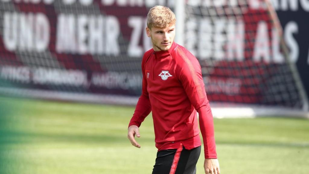 Werner durante un entrenamiento con el RB  Leipzig (@DieRotenBullen)
