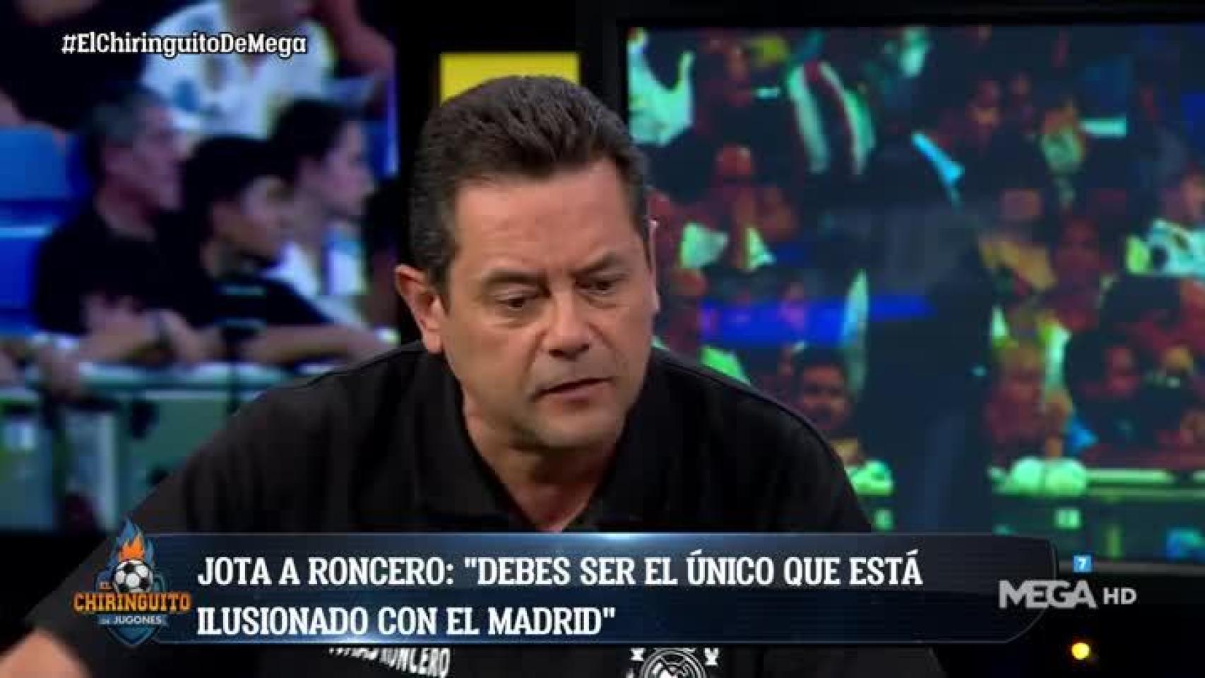 Roncero en El Chiringuito. Foto: Twitter (@elchiringuitotv)