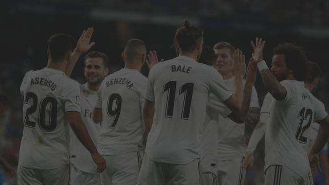 Los jugadores del Real Madrid, celebrando un gol