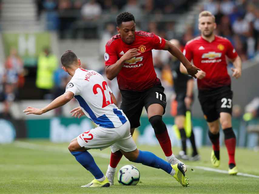 Martial, en un partido de la Premier League