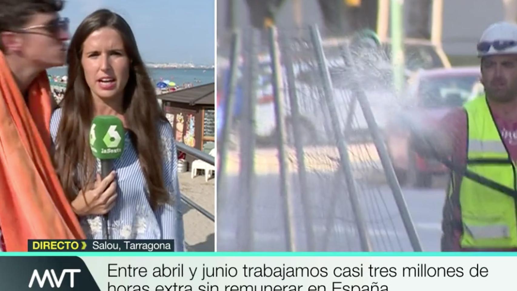 Una reportera de 'Más vale tarde', acosada en directo con un beso