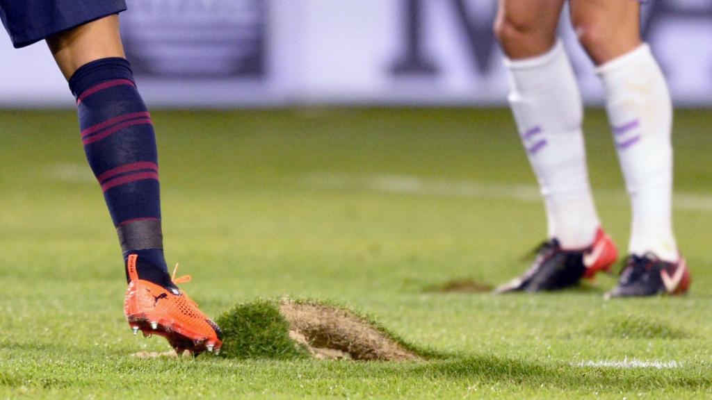 Estado del terreno de juego del Estadio José Zorrilla en el Real Valladolid - FC Barcelona