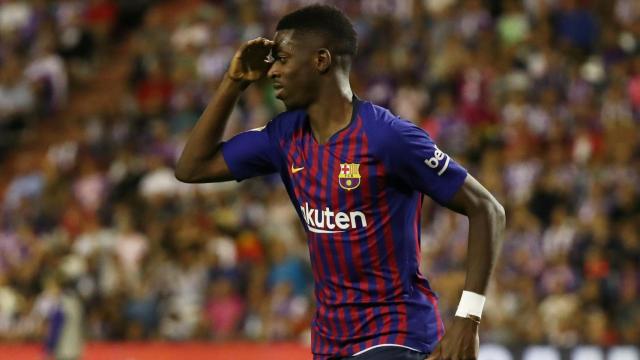 Dembelé celebra un gol