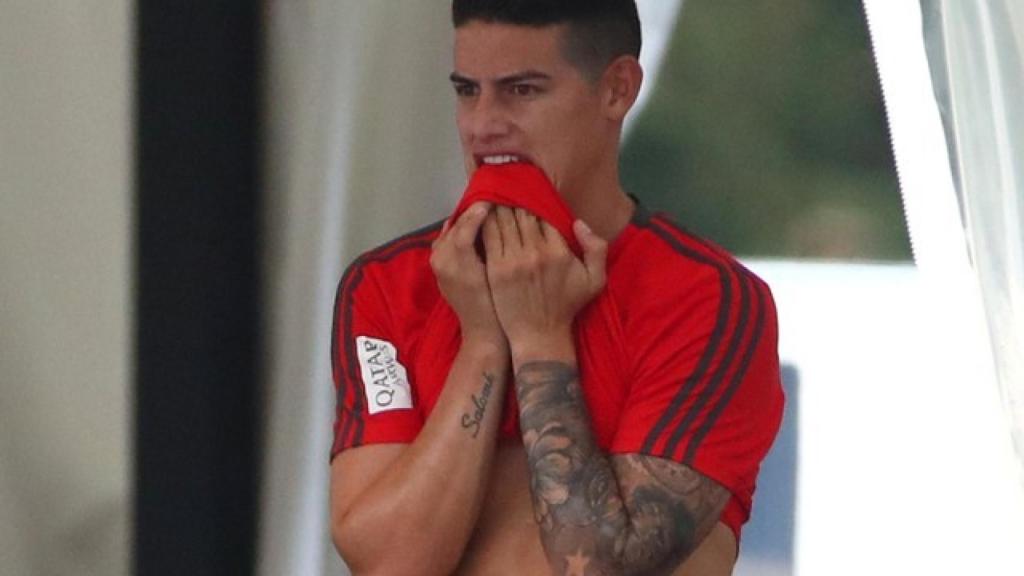 James Rodríguez, en un entrenamiento del Bayern Múnich