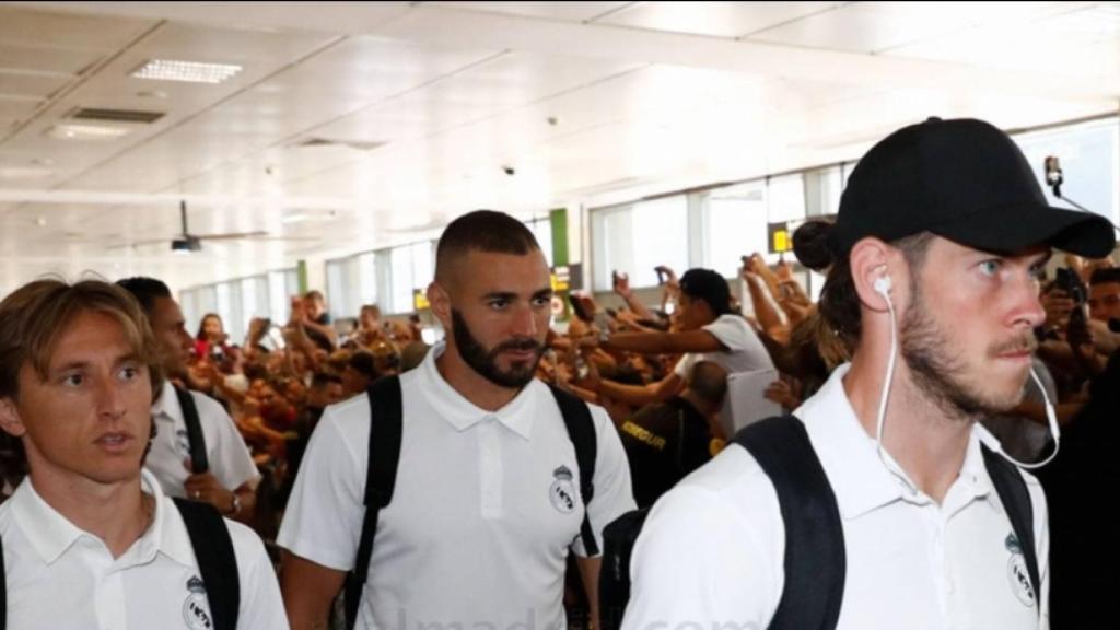 Los jugadores del Real Madrid a la llegada a Gerona