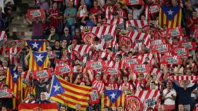 Esteladas en Montilivi durante un partido del Girona