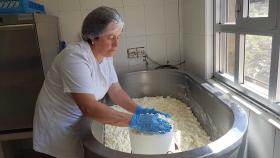 María Salud fabricando cabrales en Tielve (Asturias)