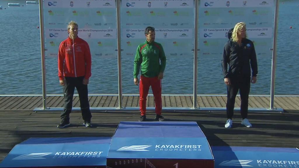 El podium final del K1 5.000 del Mundial de piragüismo