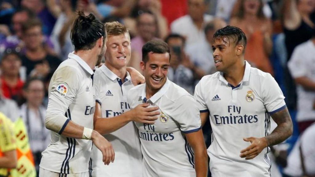 Mariano junto a Lucas, Kroos y Bale en el Madrid