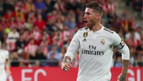 Sergio Ramos celebra un gol con el Real Madrid