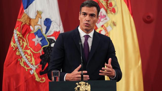 El presidente del Gobierno, Pedro Sánchez, durante la rueda de prensa que ha ofrecido en Chile.