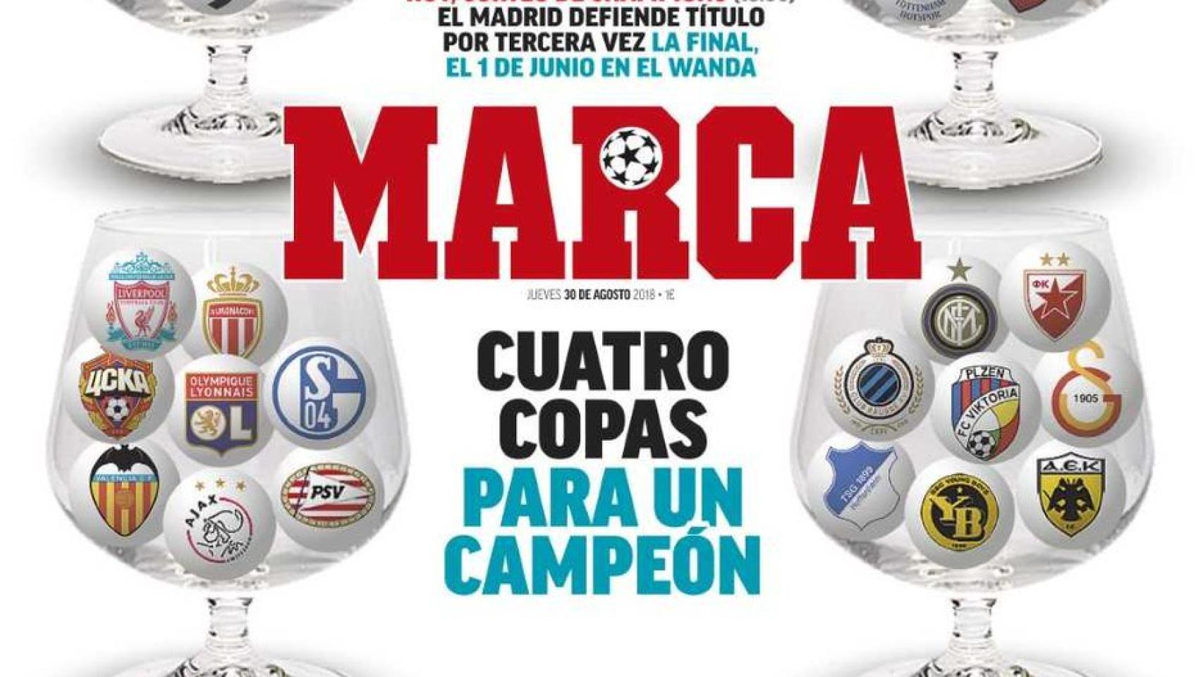 La portada del diario Marca (30/08/2018)