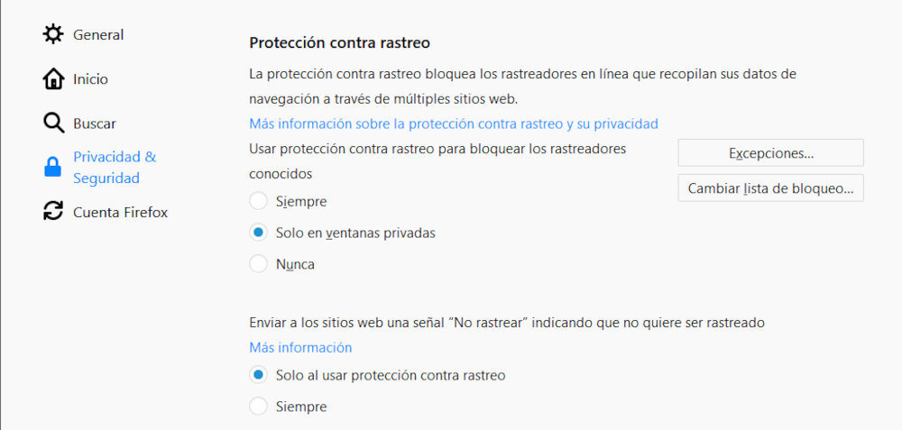 firefox proteccion rastreo 1