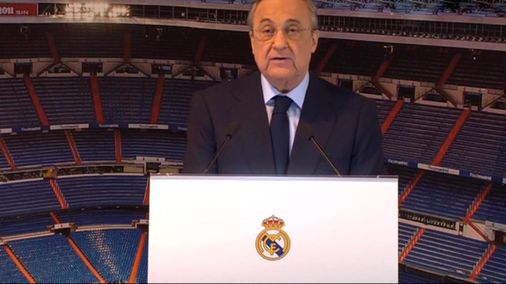 Florentino Pérez, durante la presentación de Mariano con el Real Madrid