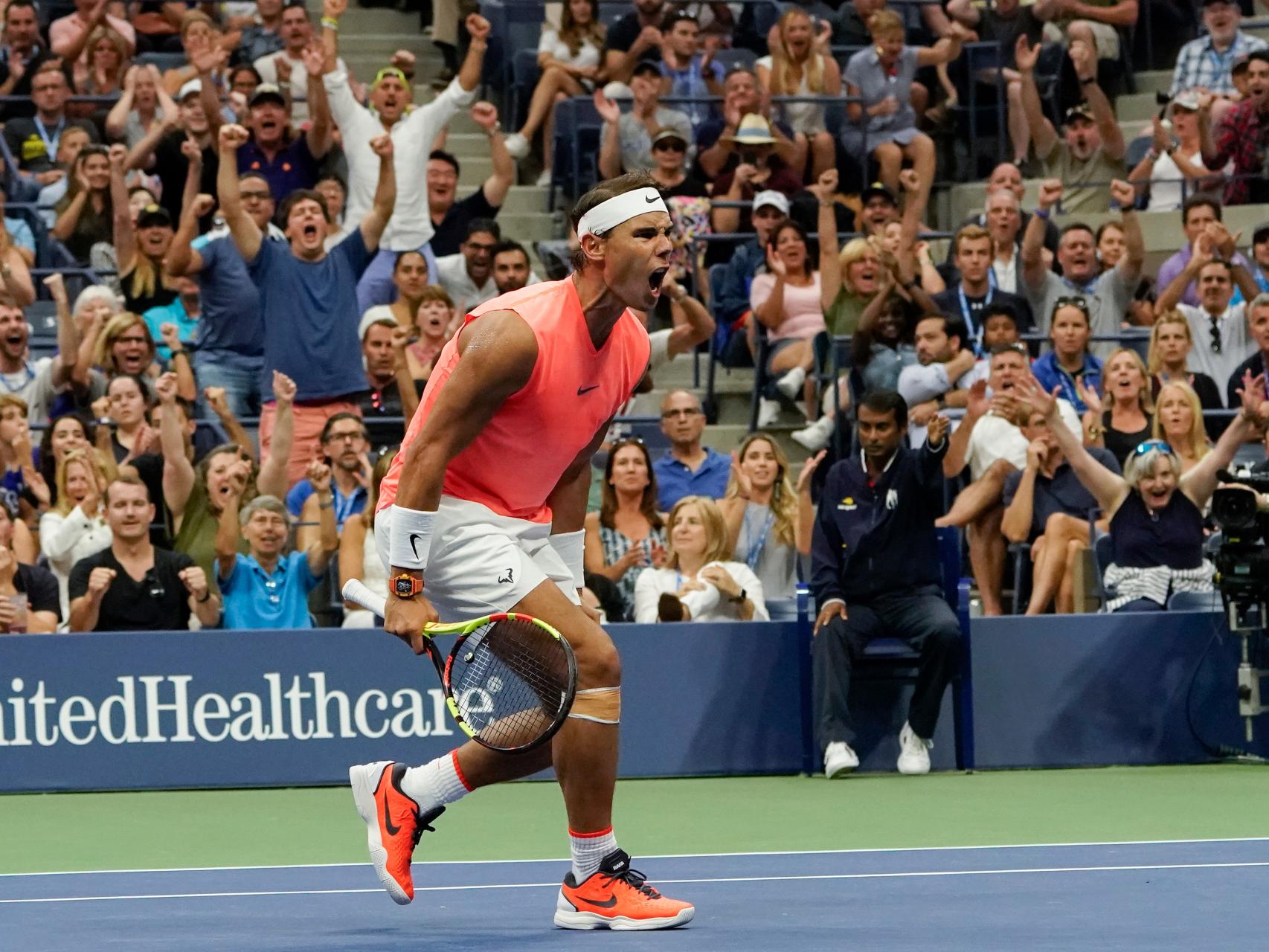 Nadal, celebrando un punto en el partido ante Khachanov.