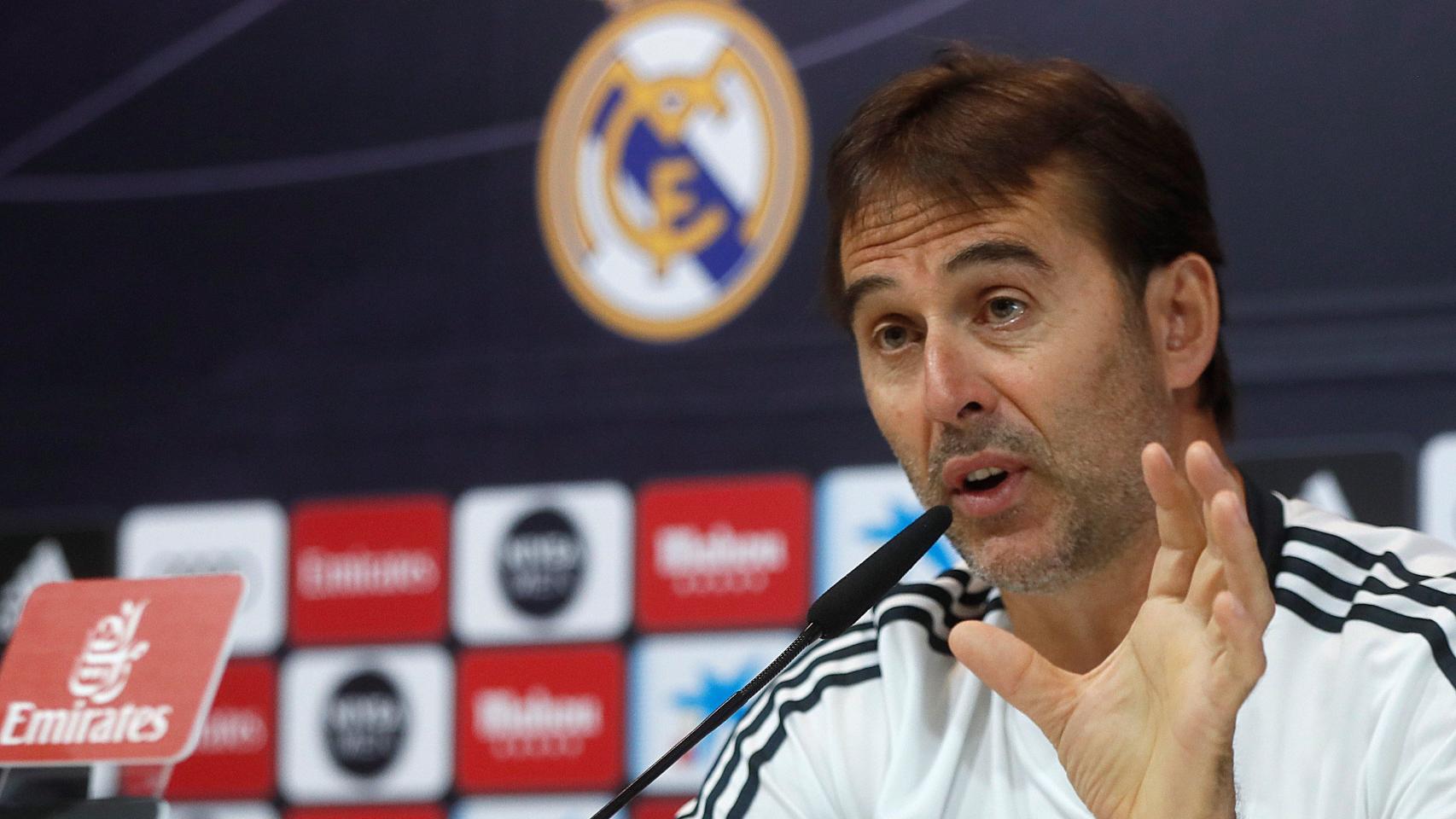 Julen Lopetegui, en rueda de prensa con el Real Madrid