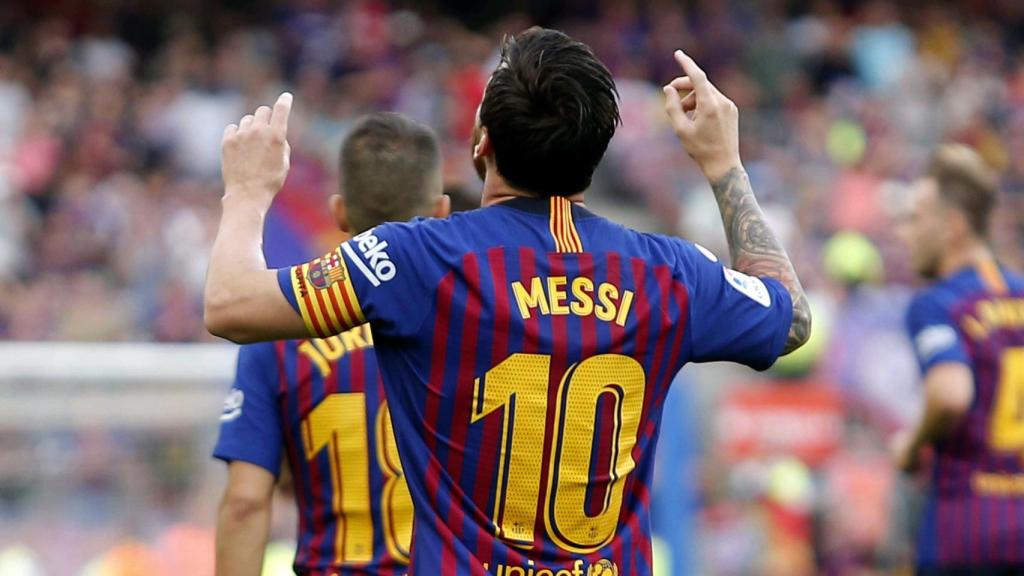 Messi celebra un gol ante el Huesca