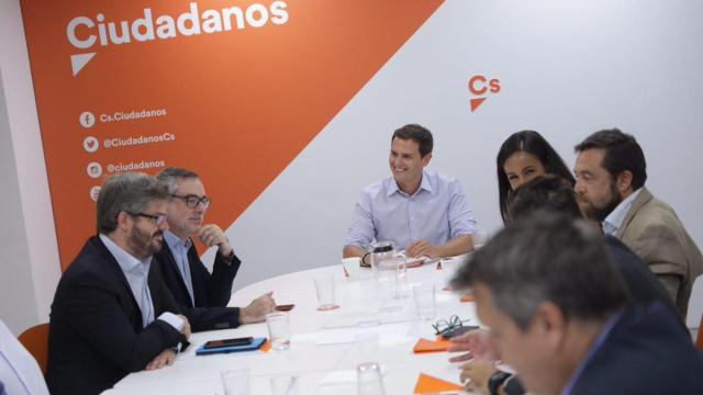 La reunión de Ejecutiva celebrada por Ciudadanos este lunes.