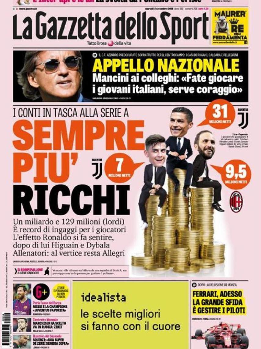 Portada de La Gazzetta dello Sport (04/09/2018)